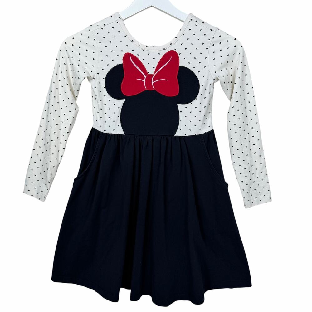 Disney x Hanna Andersson Dress Minnie Mouse Size 6 - 7 Long Sleeve Red Bow